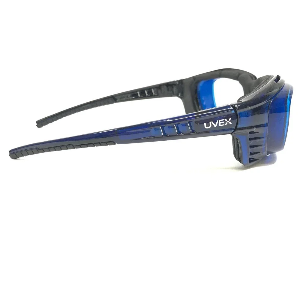 uvex Safety Goggles Eyeglasses Frames SW09 Black Blue Square Z87-2 56-21-127